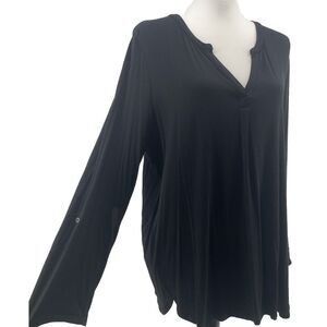 Reitmans Tunic Top Womens XXL Black Stretchy Soft Viscose Capsule Minimalist NEW